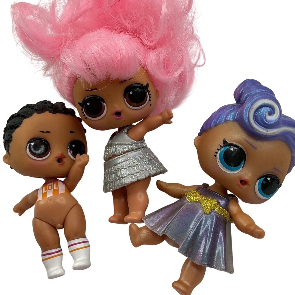MGA LOL Surprise Doll Lot of 3 Silver Glitter Purple Iridescent Sporty